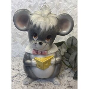 Vintage Lefton Mouse and Cheese Cookie Jar Vintage 1960s Japan Adorable Treats